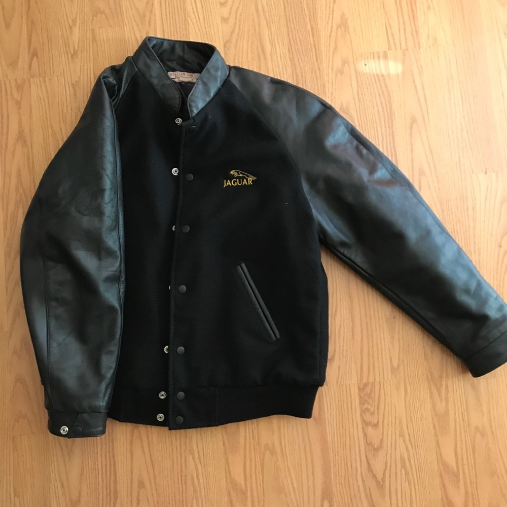 Jaguar Brand Leather Bomber Jacket