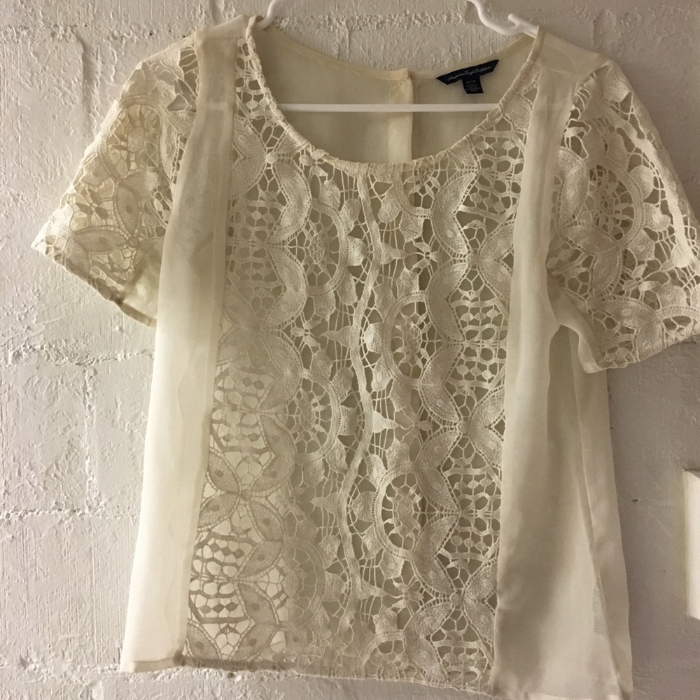 Lace, cream blouse