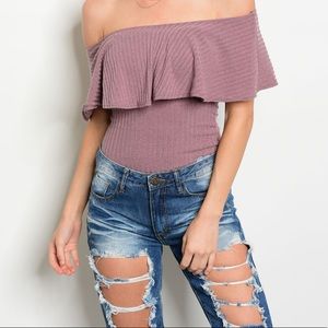 🎉LAST 3🎉✨Mauve Ruffle Bodysuit✨