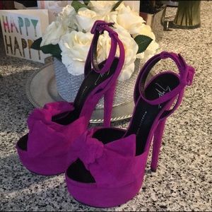 Giuseppe Zanotti Fushia Denny Sand 115mm Platforms