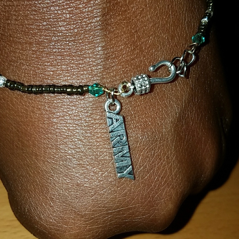 Seed bead Bracelet w/ Army charm