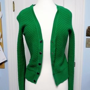 Green Sweater Cardigan, Small or 4, Long Sleeve
