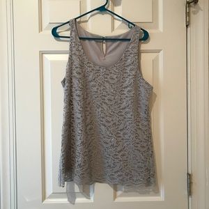 LOFT Grey Lace tank/shell SZ M