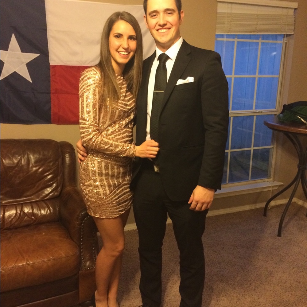 Rose gold long sleeve sequin dress