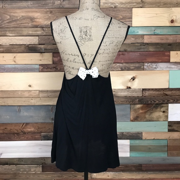 Free People Dresses & Skirts - Free People Black Bow Back Tank Dress / Tunic L