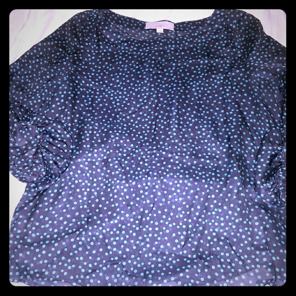Loft Grey and Aqua Chiffon Top