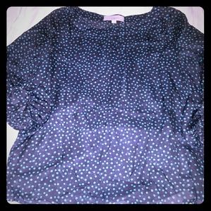 Loft Grey and Aqua Chiffon Top