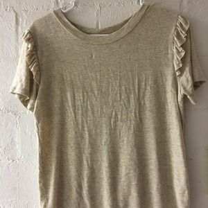 Ruffle short sleeve cream shirt