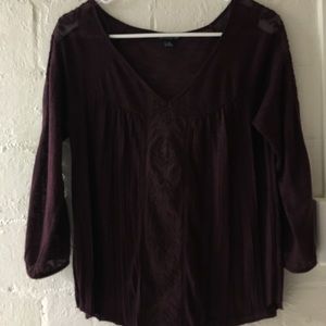 Burgundy 3/4 sleeve blouse