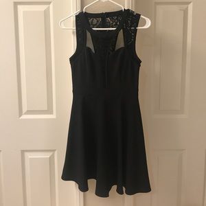 Little Black Sleeveless Dress with Lace Detail