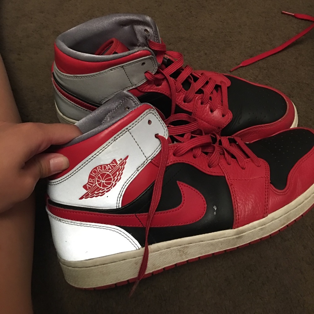 Black and red air Jordan's 1s