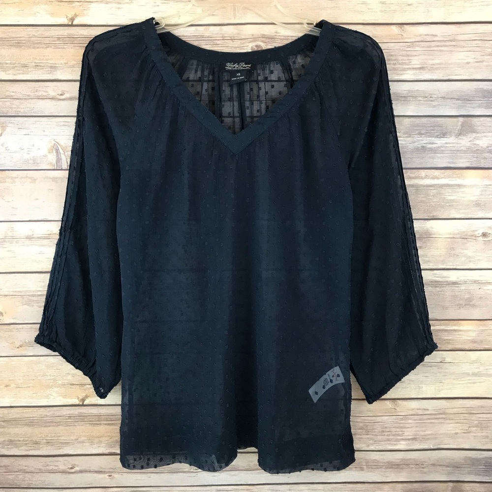 Lucky brand flowy sheer navy top