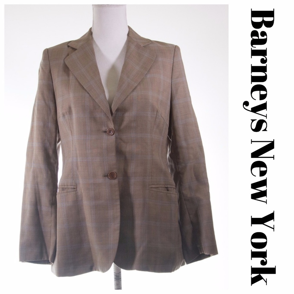 Barneys NewYork  Plaid Brown Blazer Made in Italy