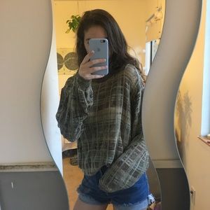 Plaid green oversized sweater