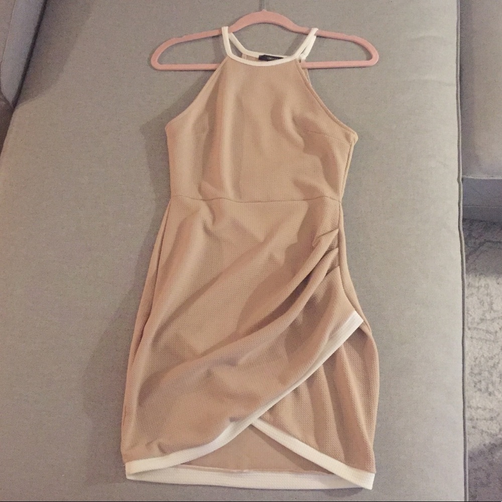 Nude & White Wrap Mini Dress Textured forever 21