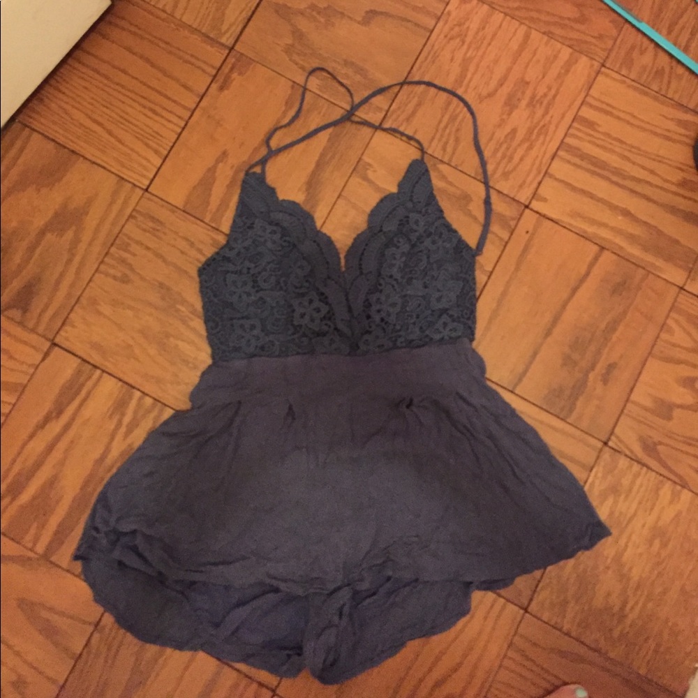 Lace flower sexy backless dress