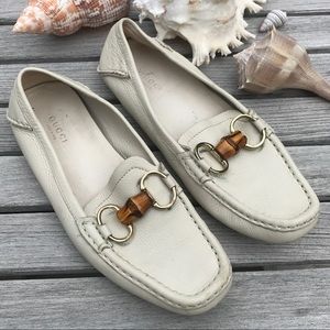 Gucci Off White Driving Moccasin Flats