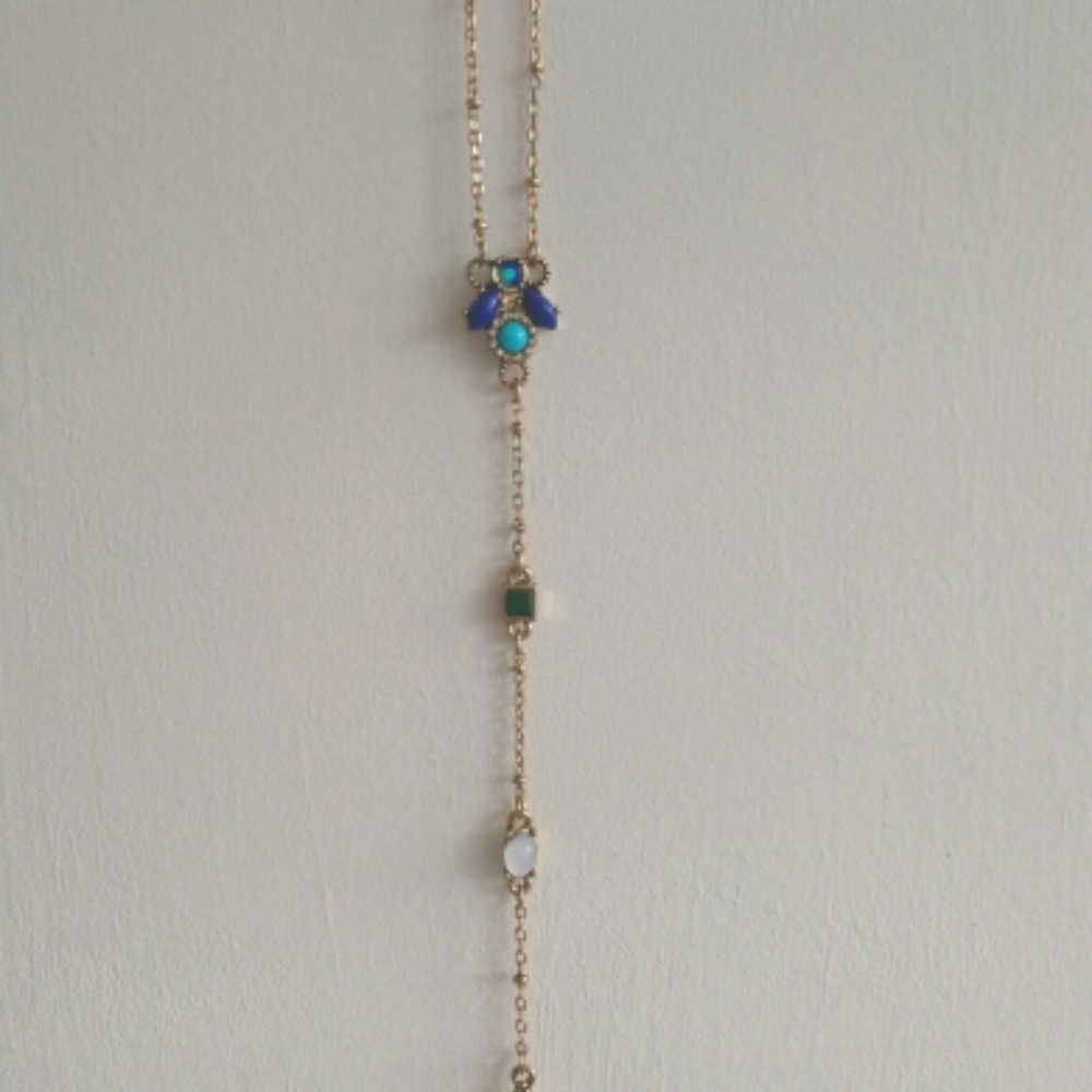 Long Chic Geometric Drop Gemstone Necklace - Picture 5 of 6
