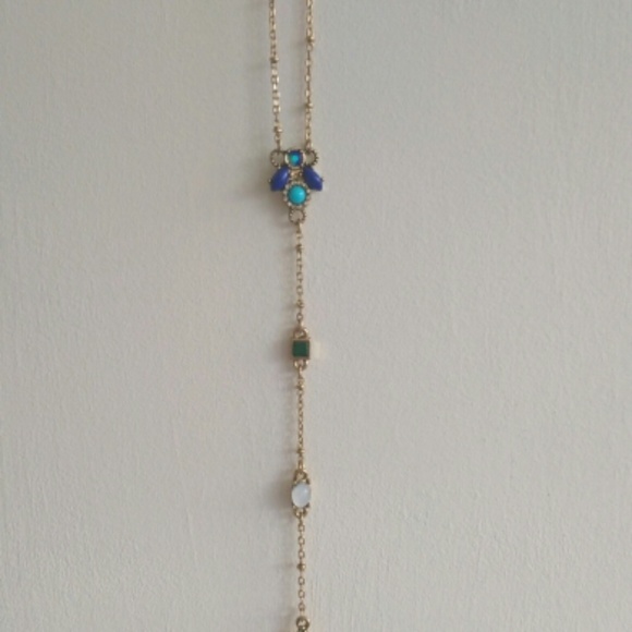 Long Chic Geometric Drop Gemstone Necklace - Picture 5 of 6