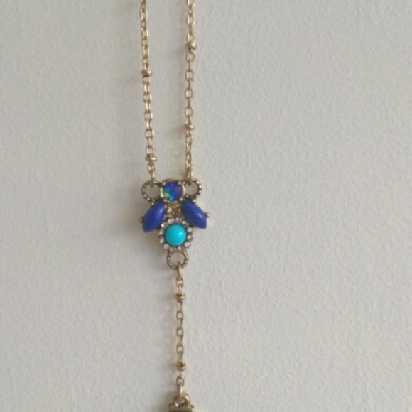Long Chic Geometric Drop Gemstone Necklace - Picture 4 of 6