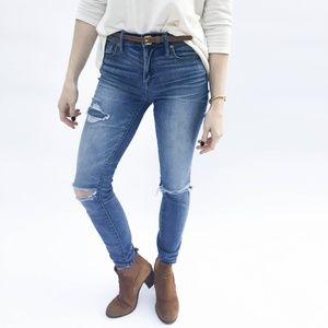 Madewell High Riser Skinny Skinny Denim Hole Jeans