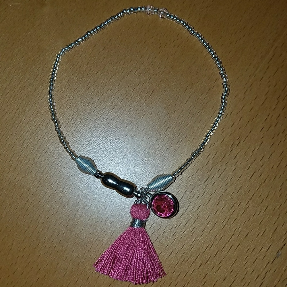 Homemade Bead Bracelet w/tassel and Charm