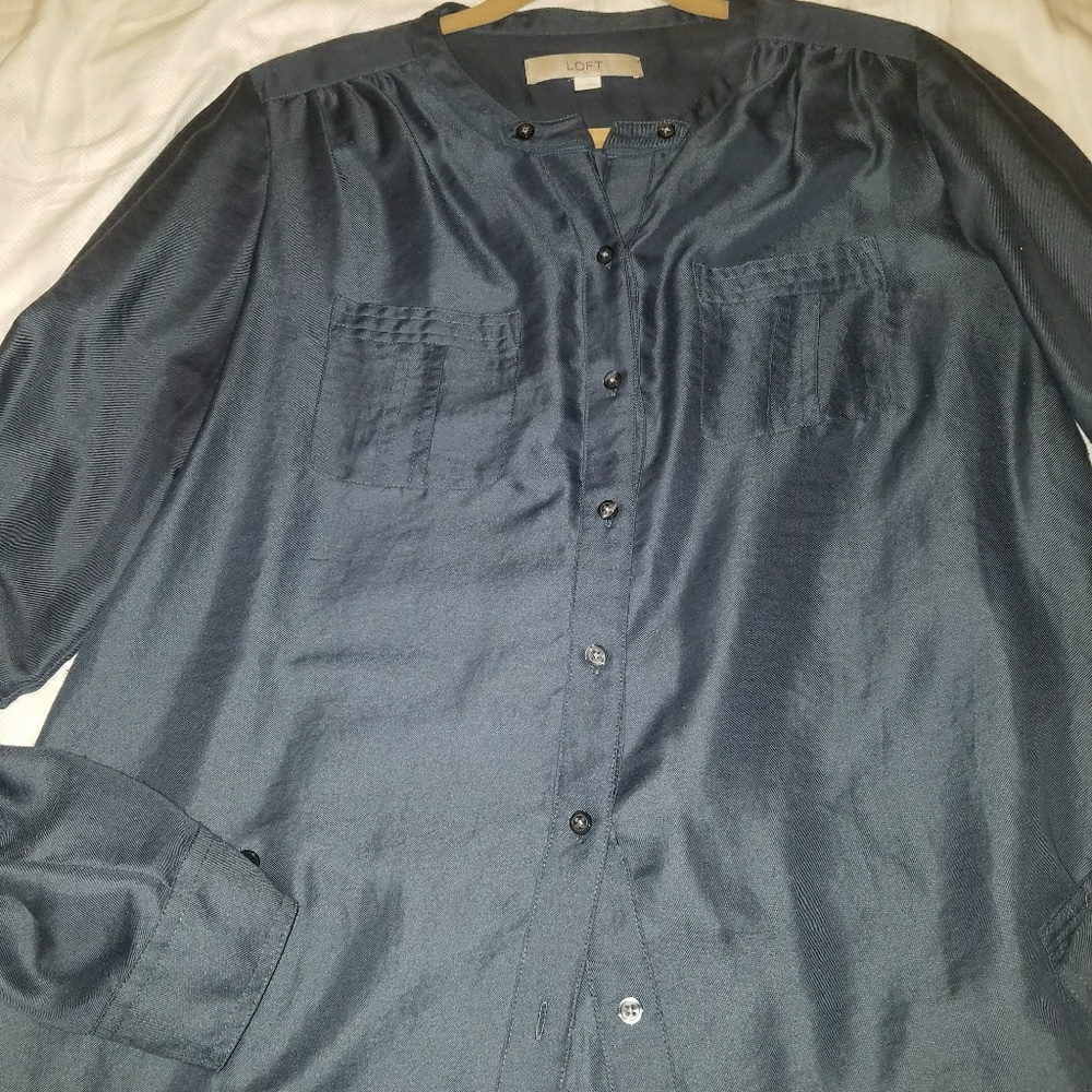 Loft Steel Blue Blouse