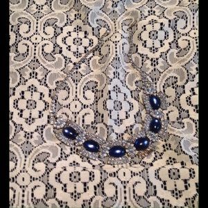 FAUX SAPPHIRE & RHINESTONE NECKLACE