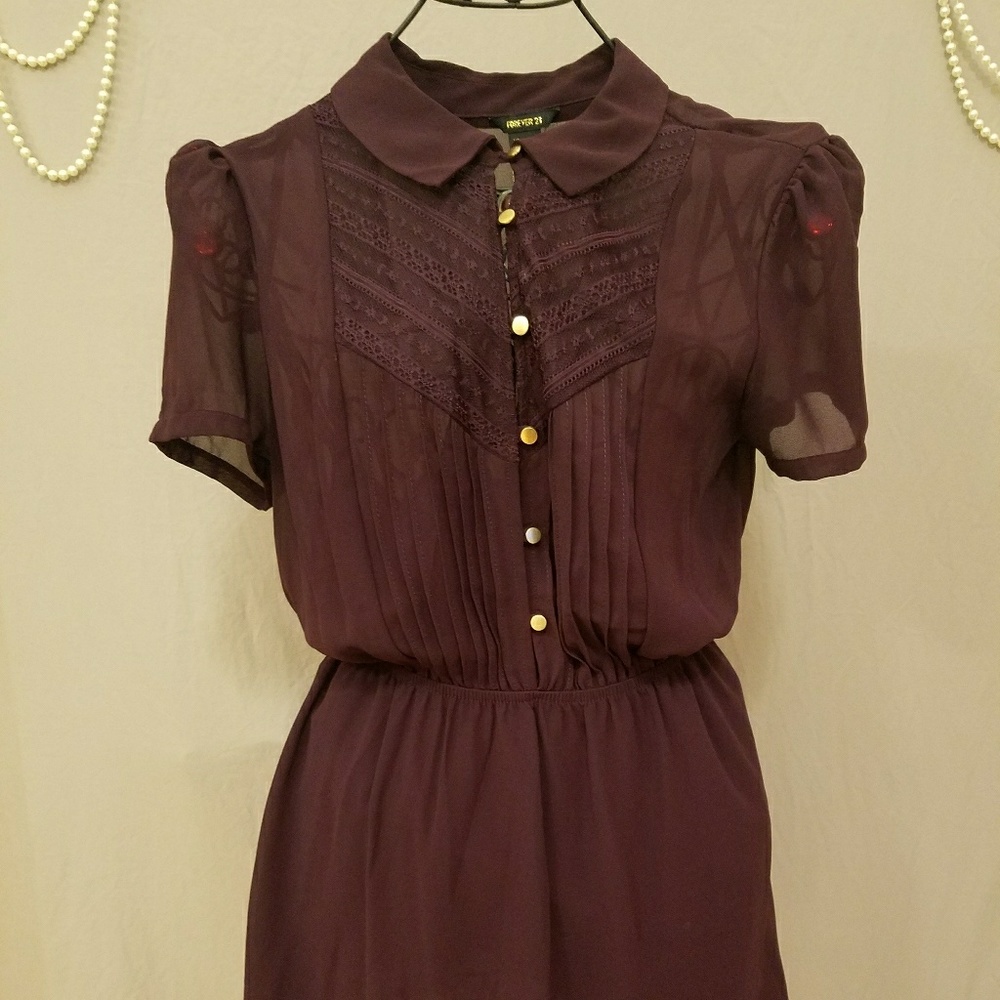 F21 Deep Purple Peter Pan Collar Dress