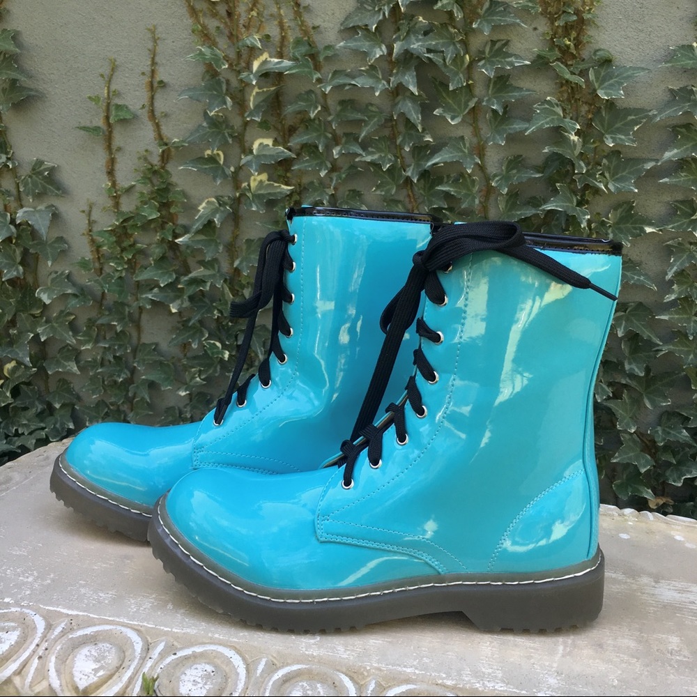 Turquoise Combat Boots - Picture 5 of 6