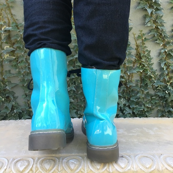 Turquoise Combat Boots - Picture 4 of 6