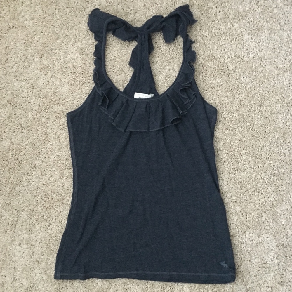 Abercrombie Navy Ruffle Tank Top