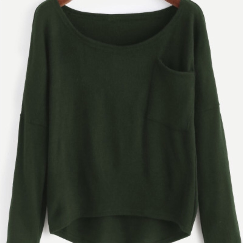 Green drop shoulder sweater