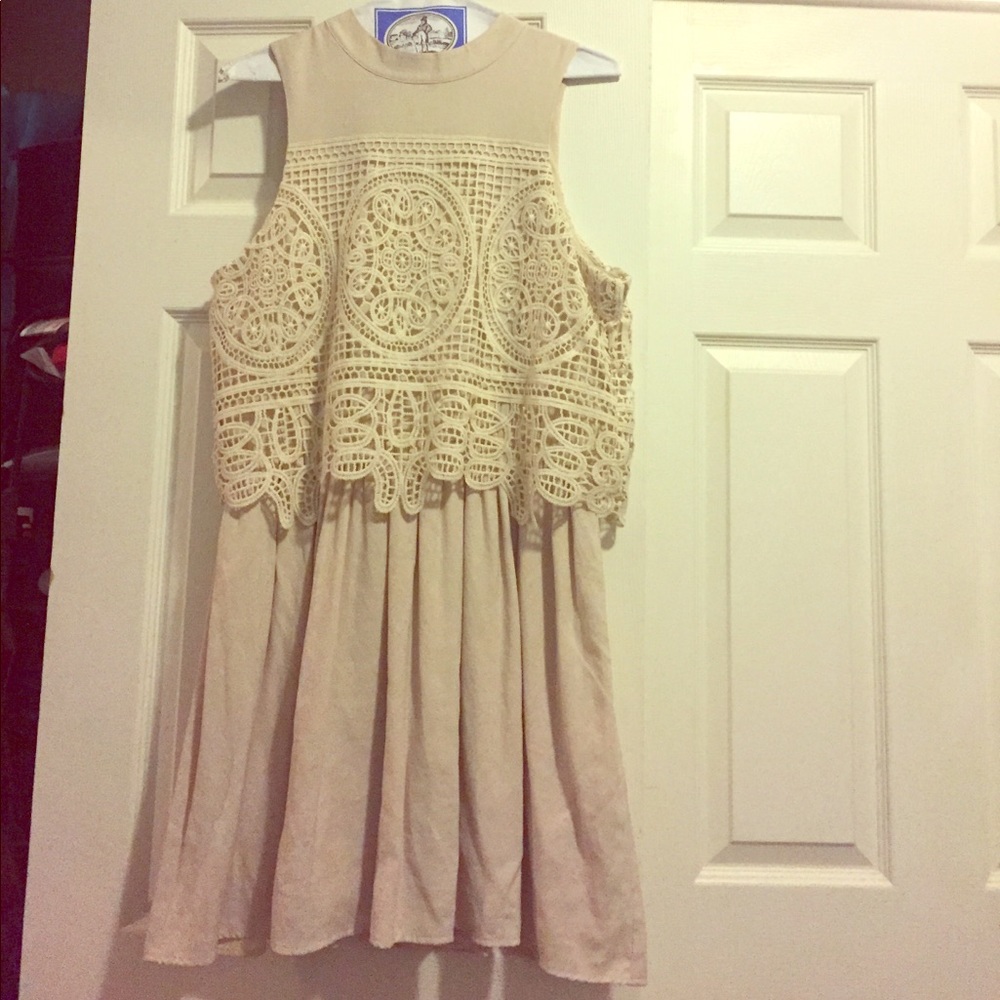 Dress with crocheted top