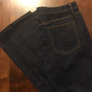 Tory Burch Classic Tory Boot Cut Jeans - Dark Wash