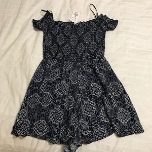 Blue and white short romper