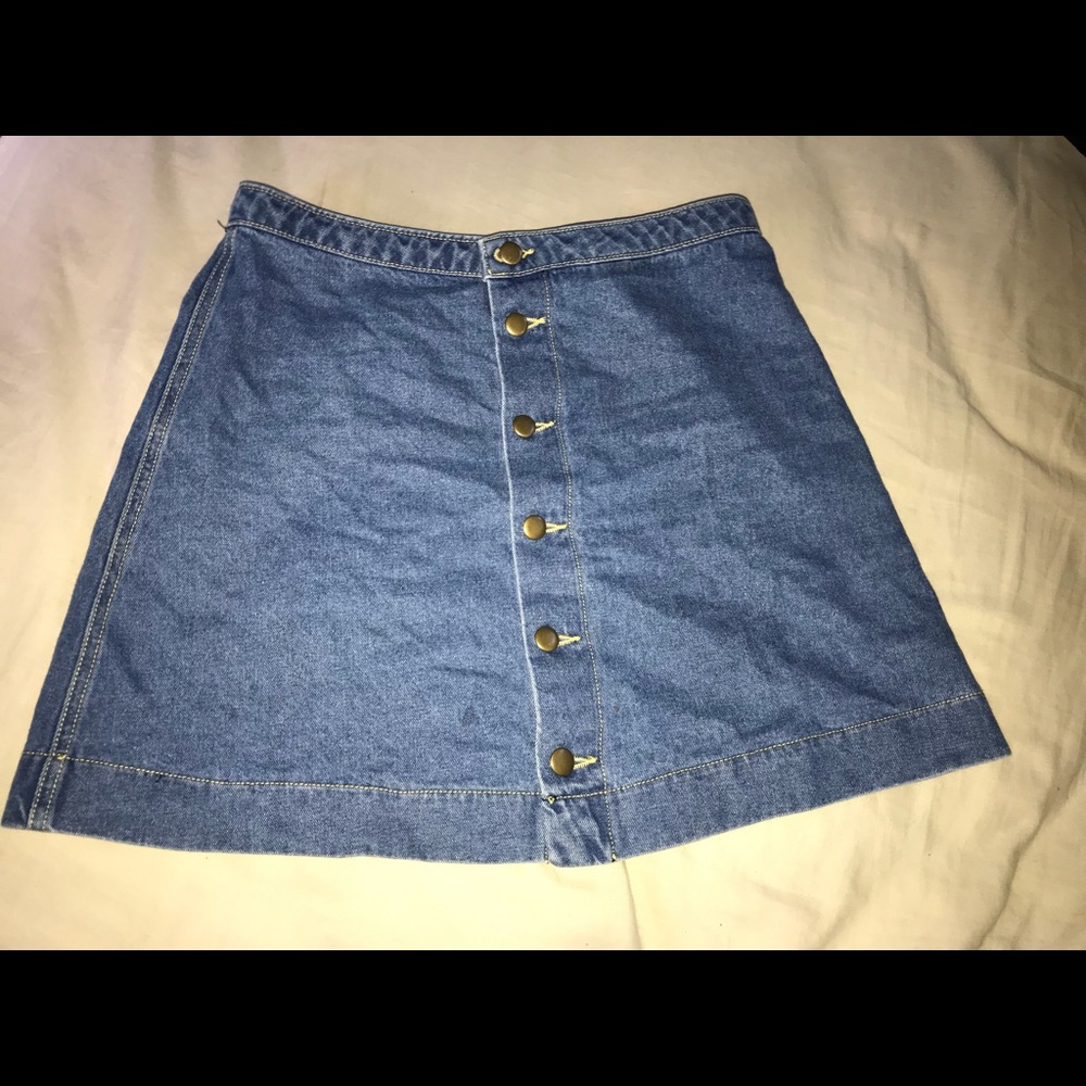 AMERICAN APPAREL DENIM BUTTON SKIRT (PRE-GILDAN)