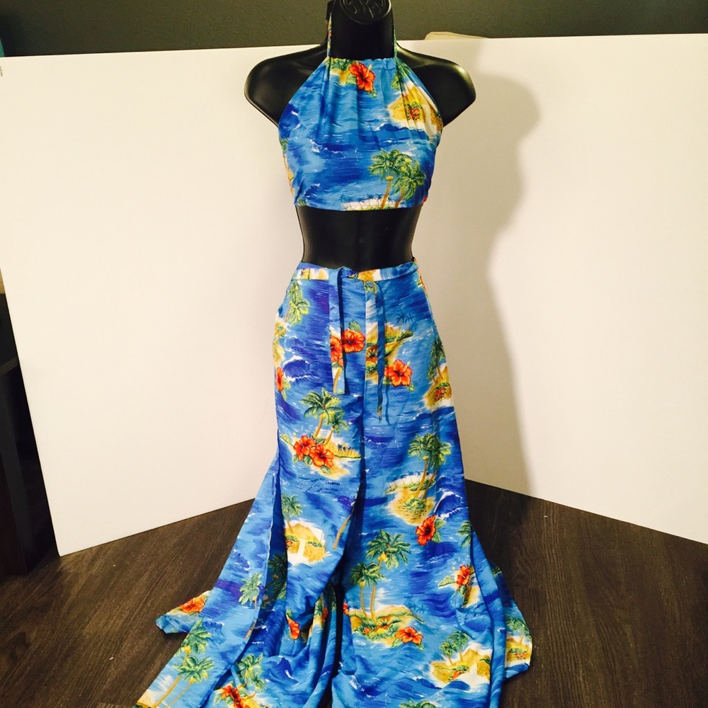 Hawaiian wrap shirt and pants
