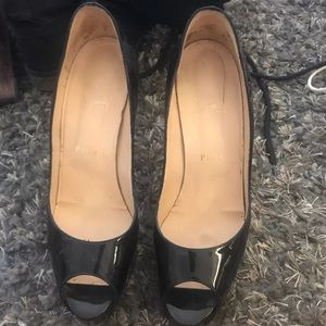 Christian Louboutin patent leather peep toe pump