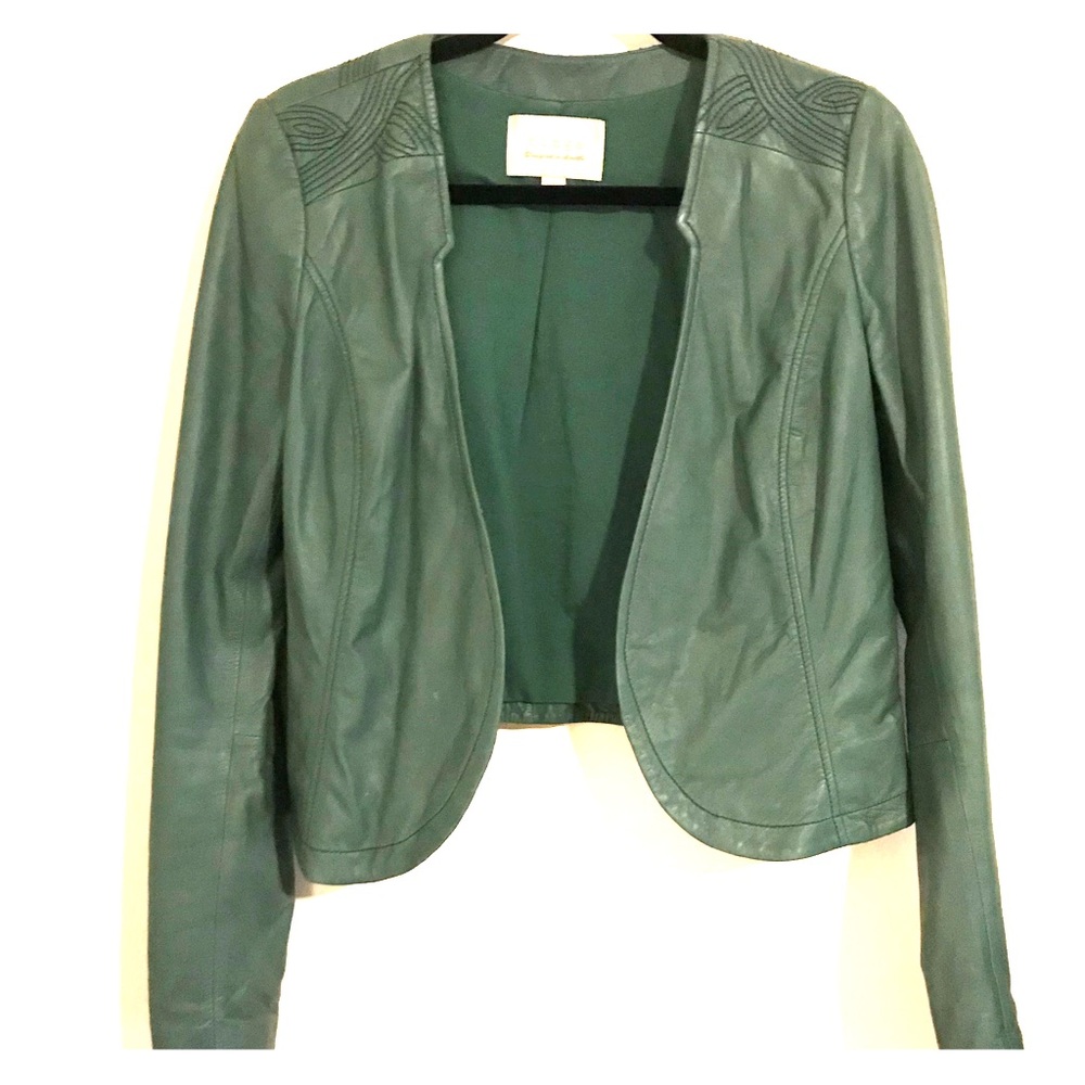 HINGE leather detail jacket