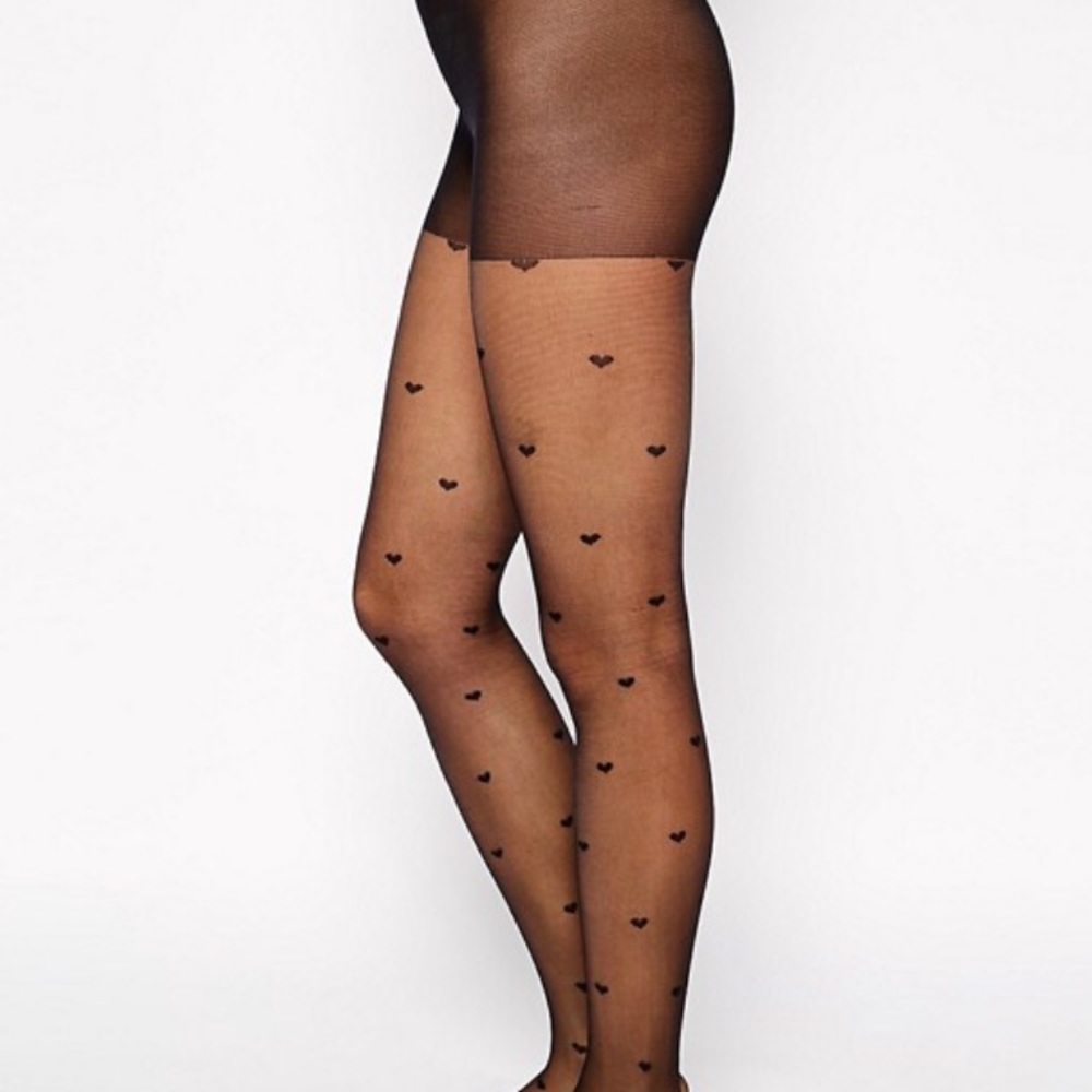 NWT ASOS Black Tights with Heart Design