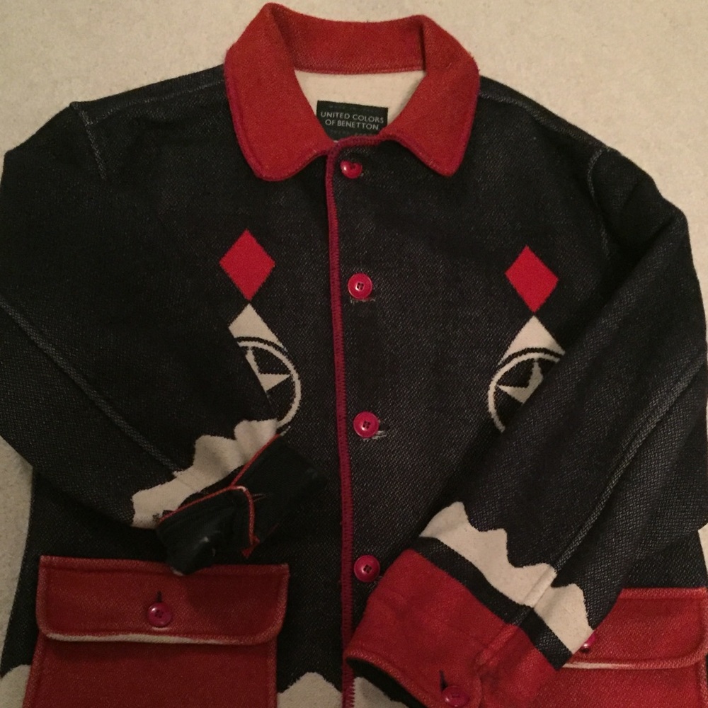 Woman's Vintage wool American flag car coat