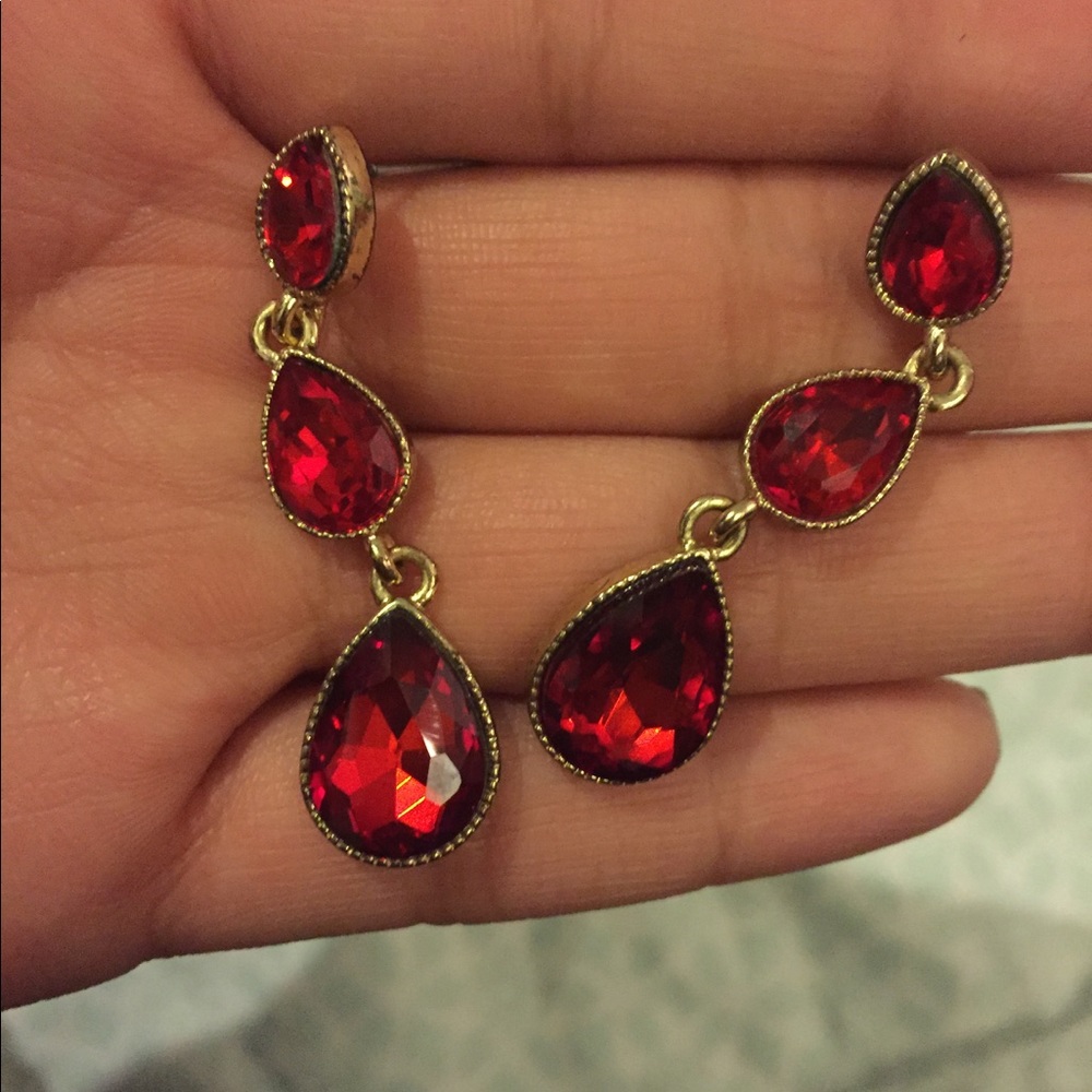 Red dangly earrings