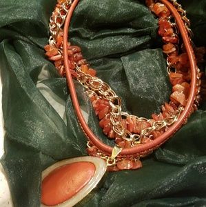 NWT Chico Orange Gold Necklace Statement