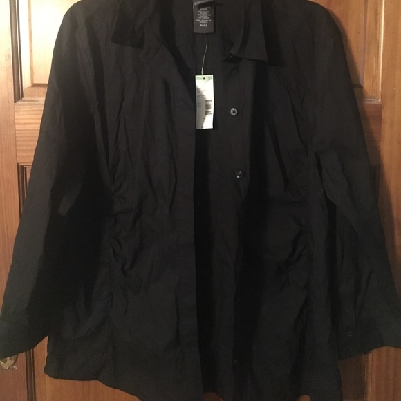 NWT Covington Black Button Up Blouse XL - Picture 3 of 4
