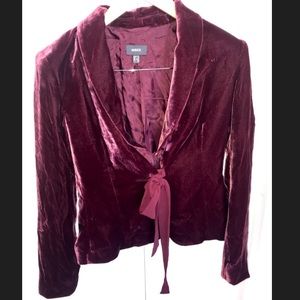 Maroon Velvet Mango Mexx Blazer w Ribbon - SM