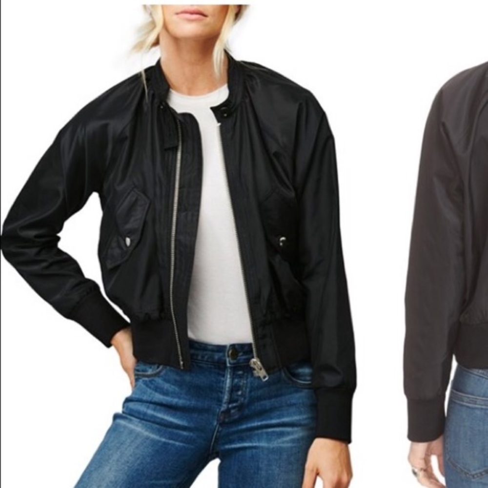 Free People Black Bomber Jacket