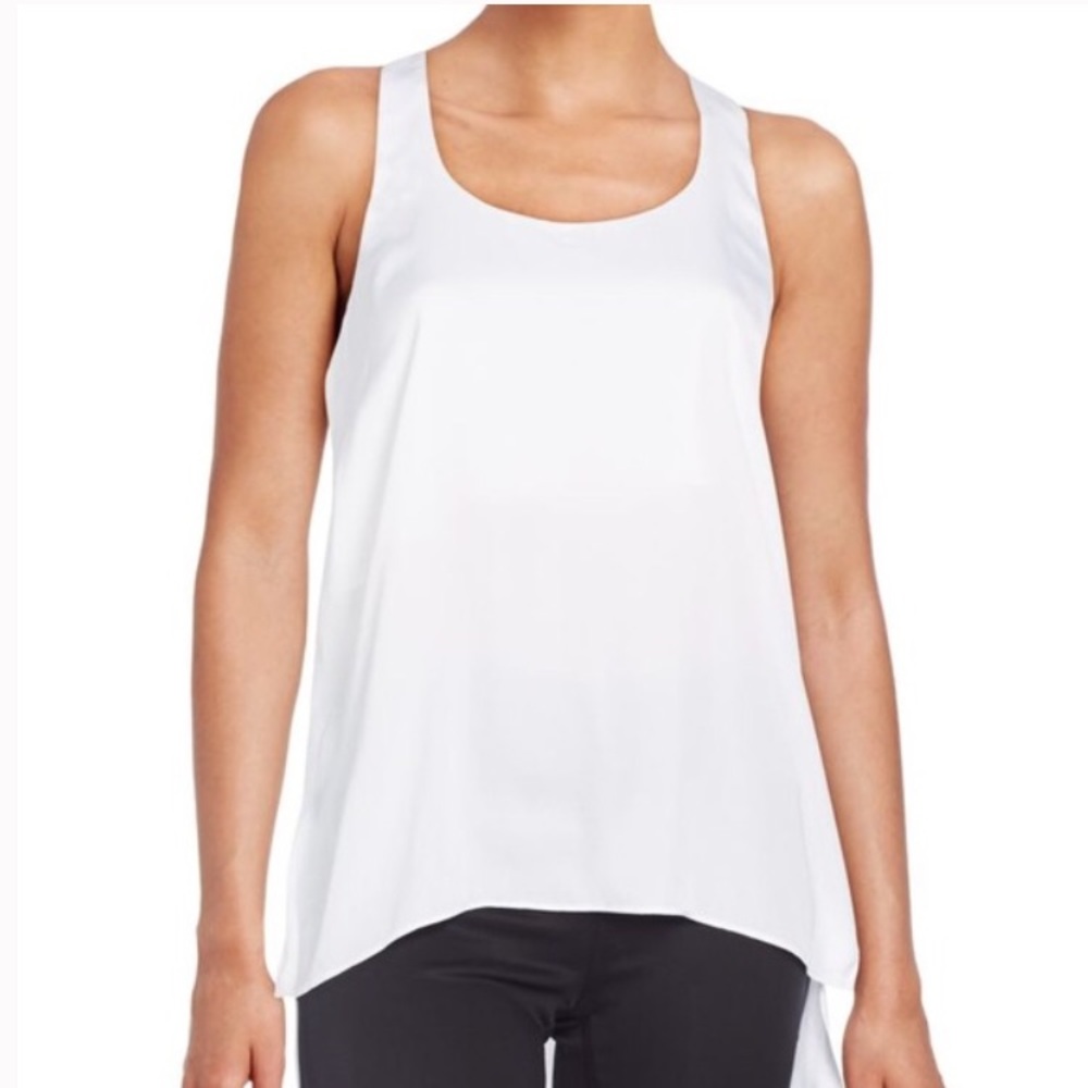 BCBG "edita" high-low white top