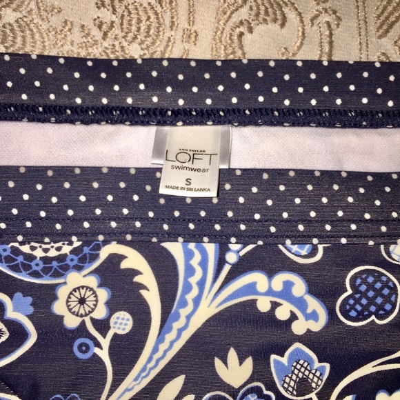 LOFT navy blue polka dot and floral bikini bottom - Picture 4 of 5