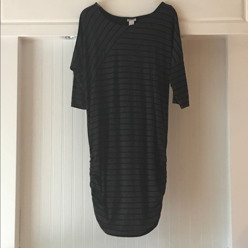 Long grey and black Maternity dress